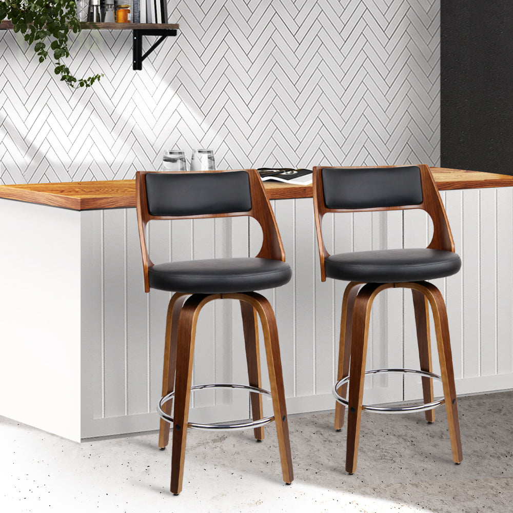 Eden Bar Stools Swivel Leather Chair x2