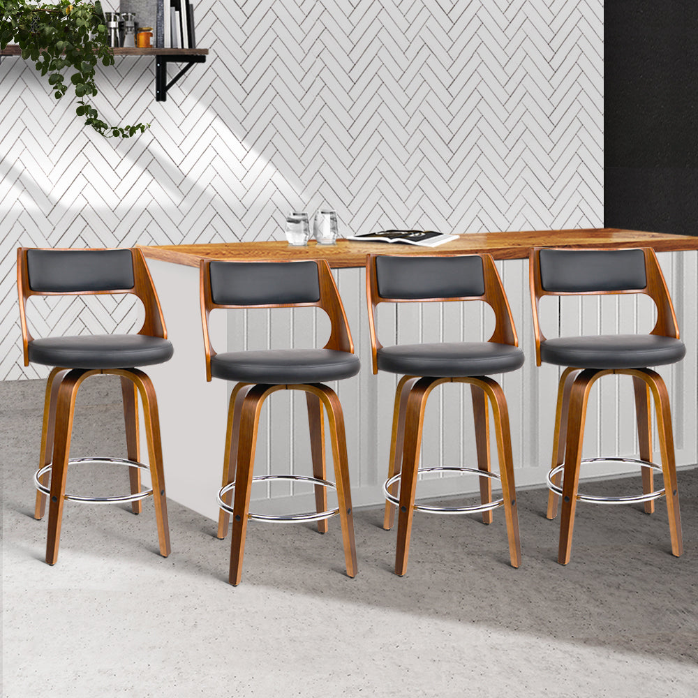 Eden Bar Stools Swivel Leather Chair x4