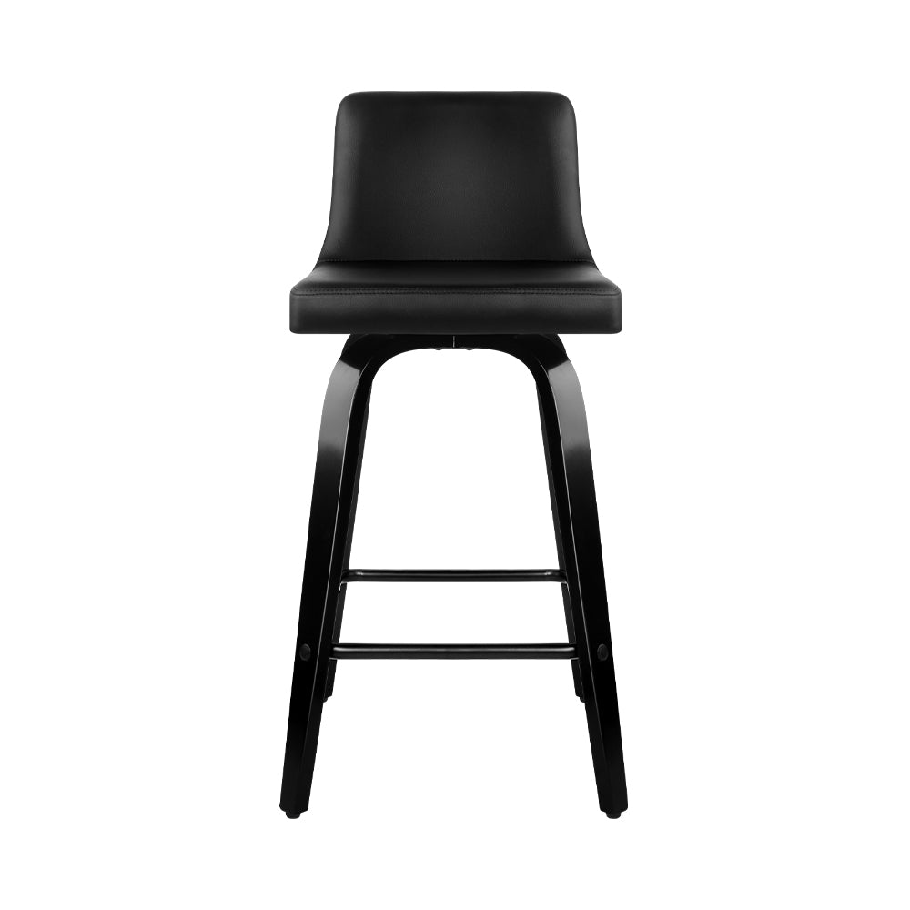 Bailey Bar Stools Leather Brown Wooden Legs x2