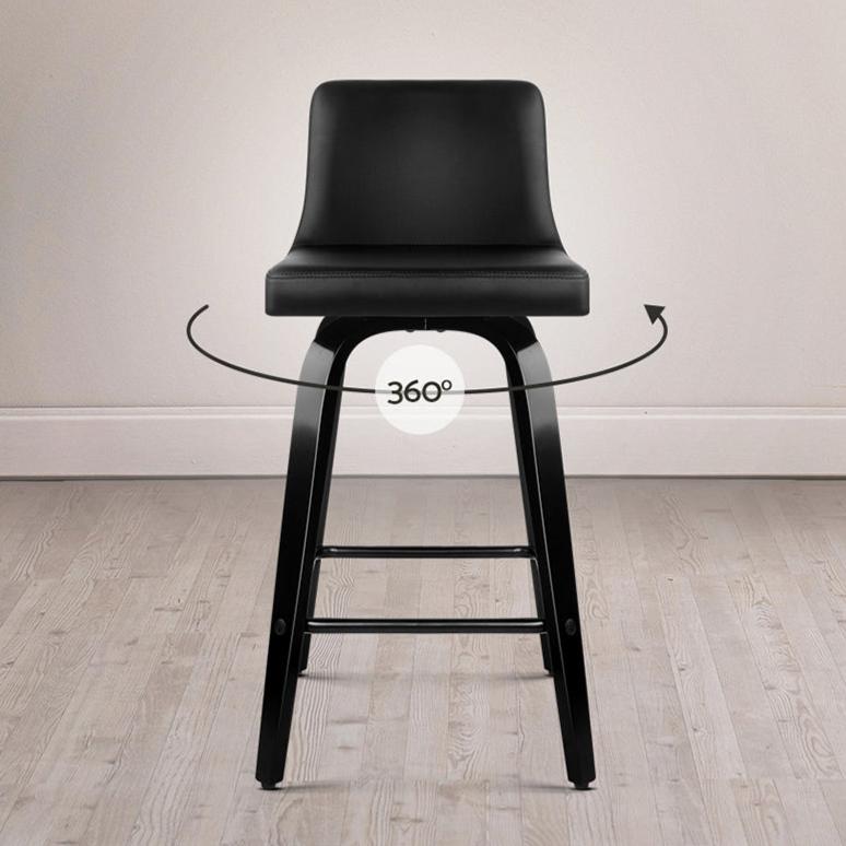 Bailey Bar Stools Leather Brown Wooden Legs x2