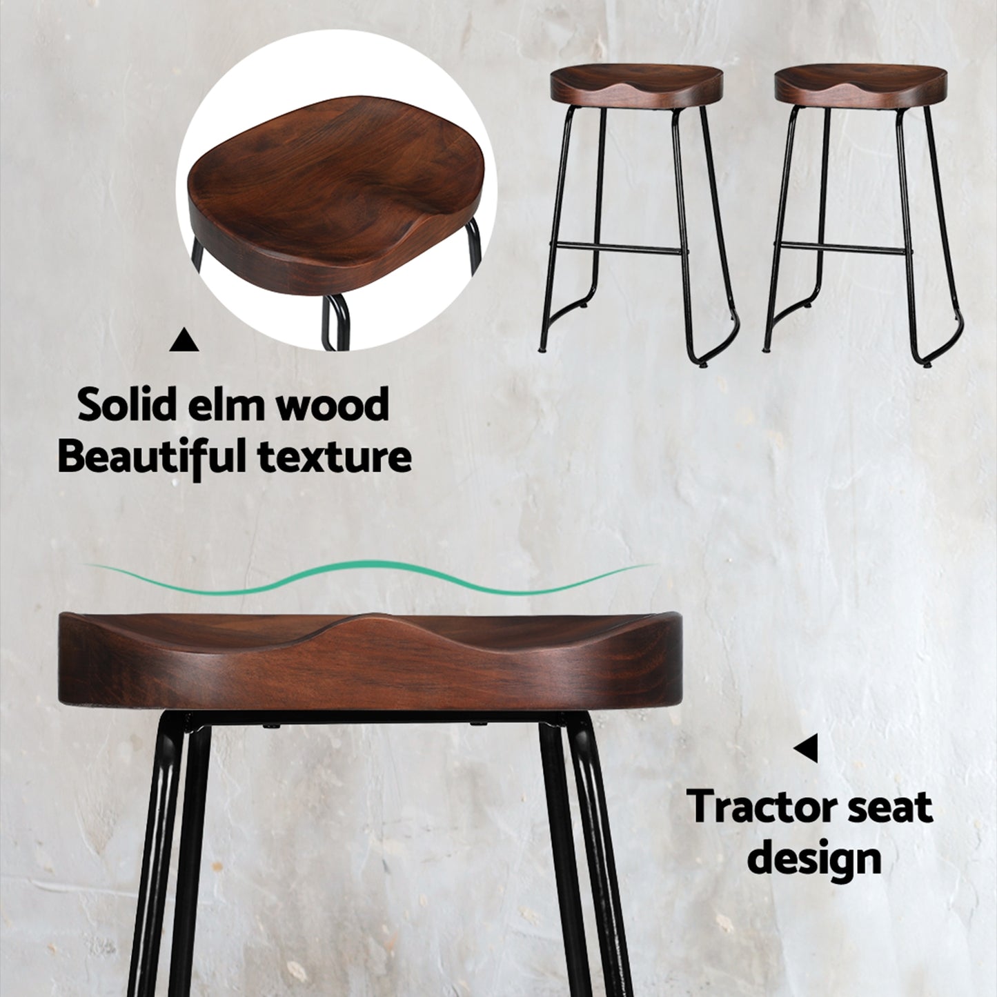 Tractor Seat Bar Stools Brown x2