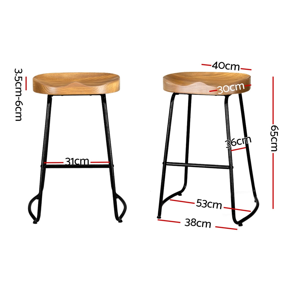 Tractor Seat Bar Stools Wooden x2