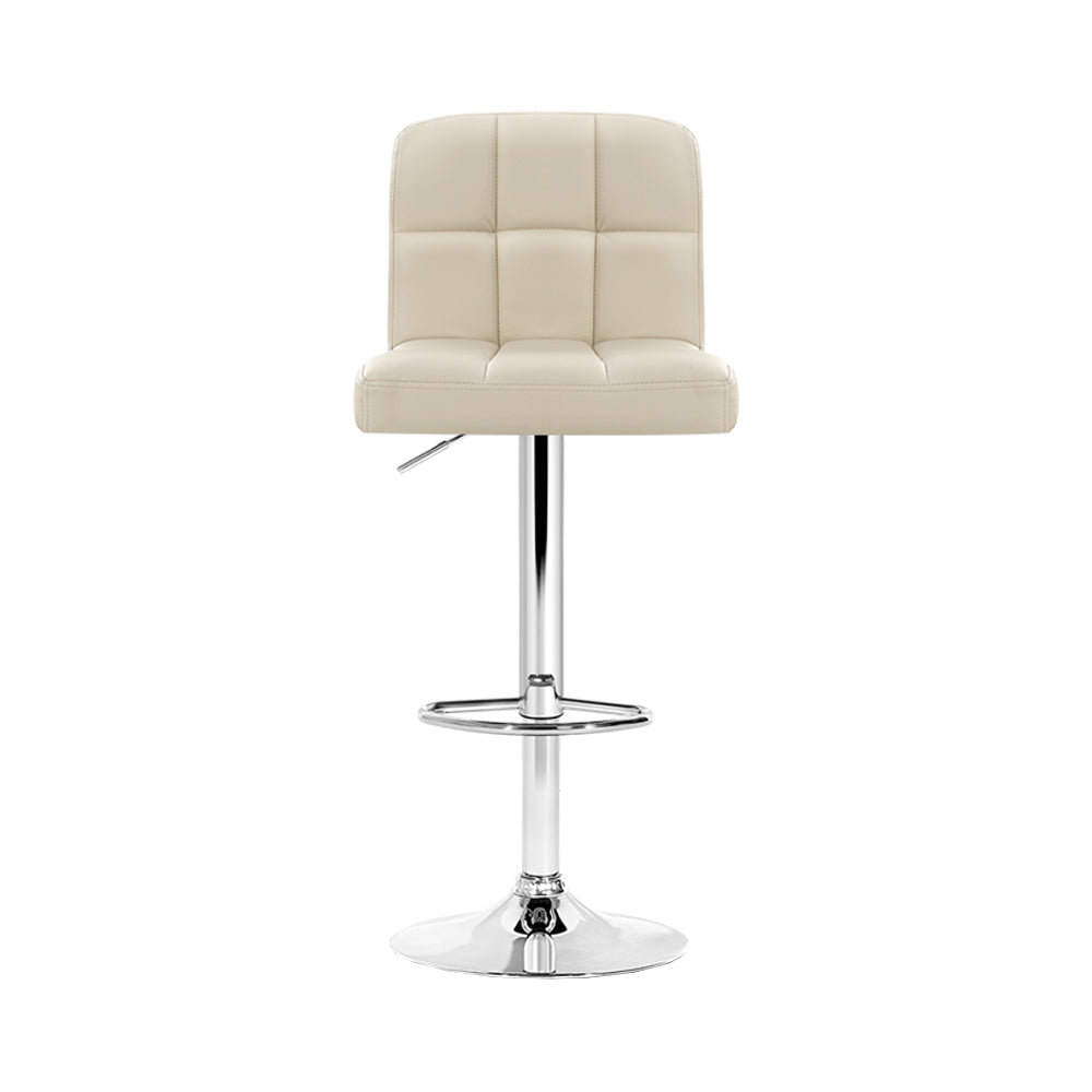 Noel Bar Stools Leather Gas Lift Beige x4