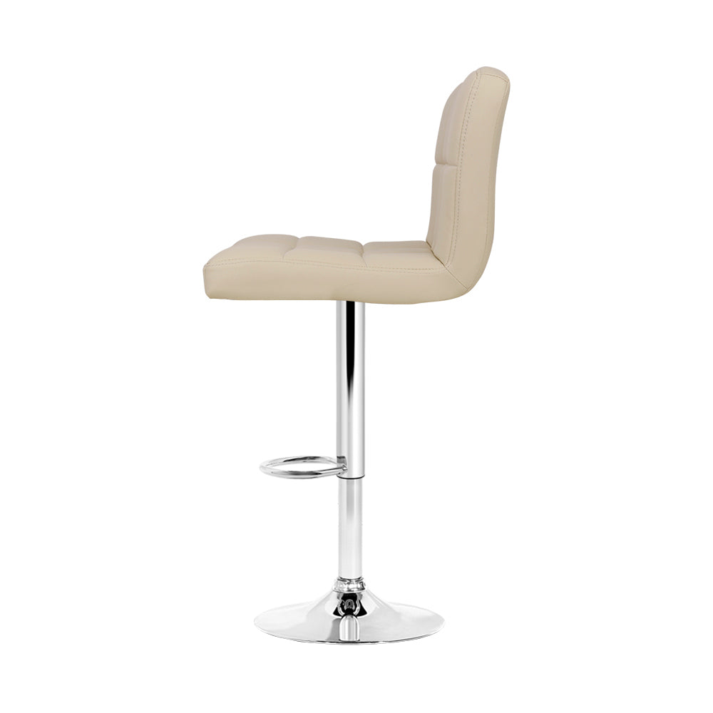 Noel Bar Stools Leather Gas Lift Beige x4