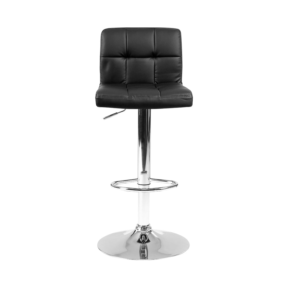 Noel Bar Stools Leather Gas Lift Black x2