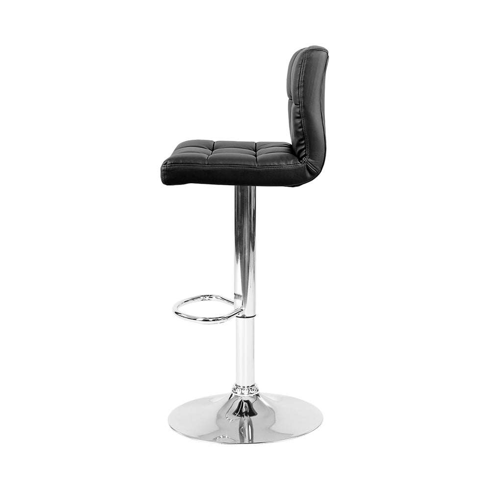Noel Bar Stools Leather Gas Lift Black x2