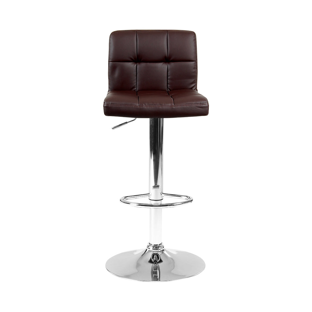 Noel Bar Stools Leather Gas Lift Brown x2