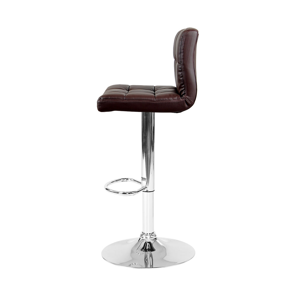 Noel Bar Stools Leather Gas Lift Brown x2