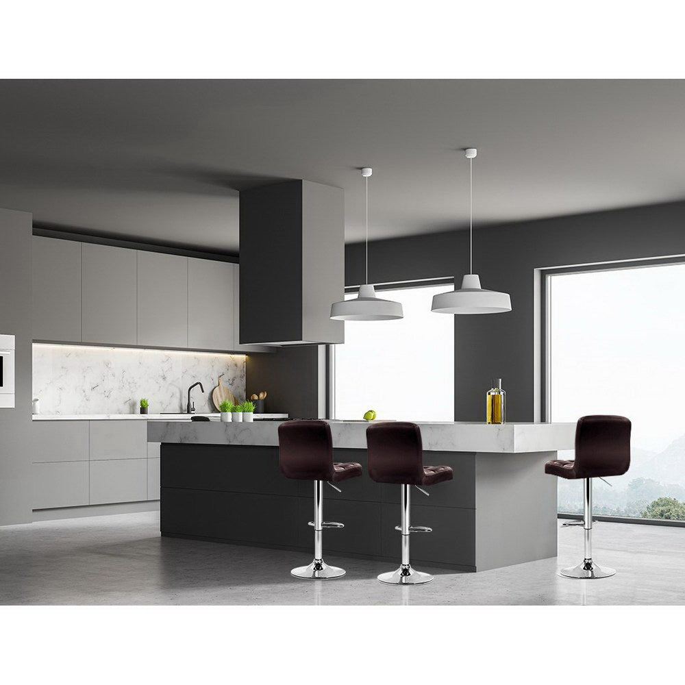 Noel Bar Stools Leather Gas Lift Brown x2
