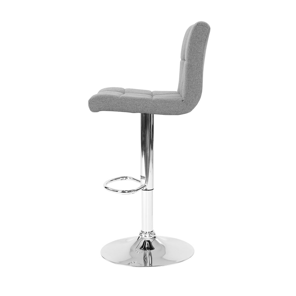 Noel Bar Stools Linen Gas Lift Grey x2