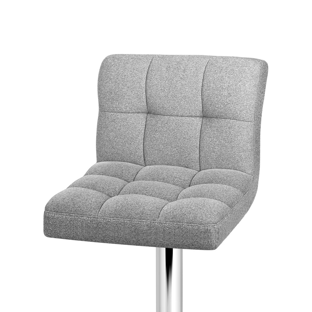 Noel Bar Stools Linen Gas Lift Grey x2