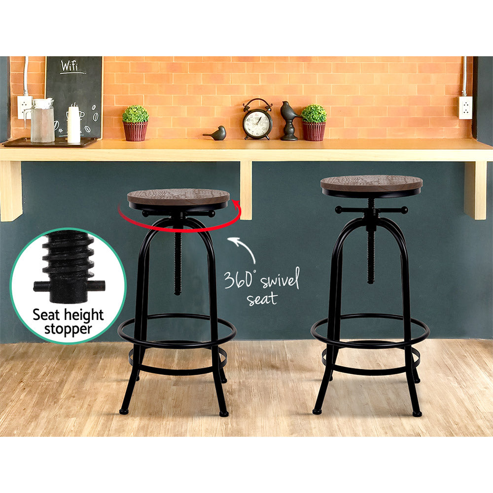 Elm Bar Stool Adjustable Wood Chairs