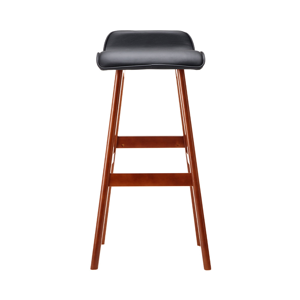 Silva Bar Stools Wooden Leather Black x2