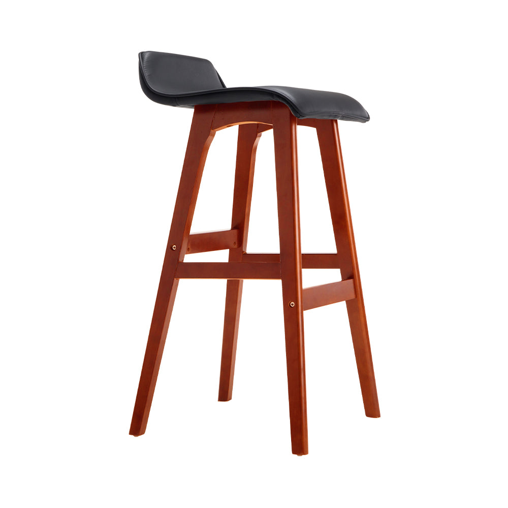 Silva Bar Stools Wooden Leather Black x2