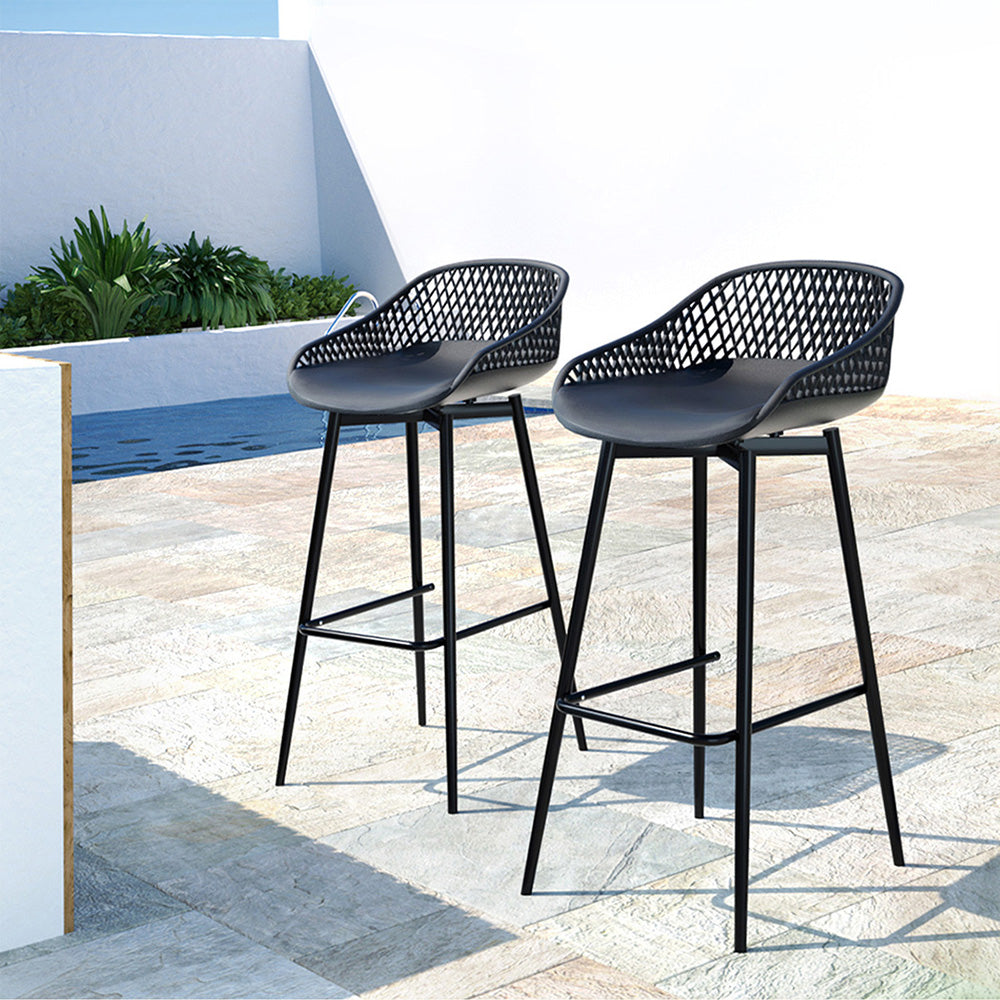 Gardeon Outdoor Bar Stools Plastic and Metal x2
