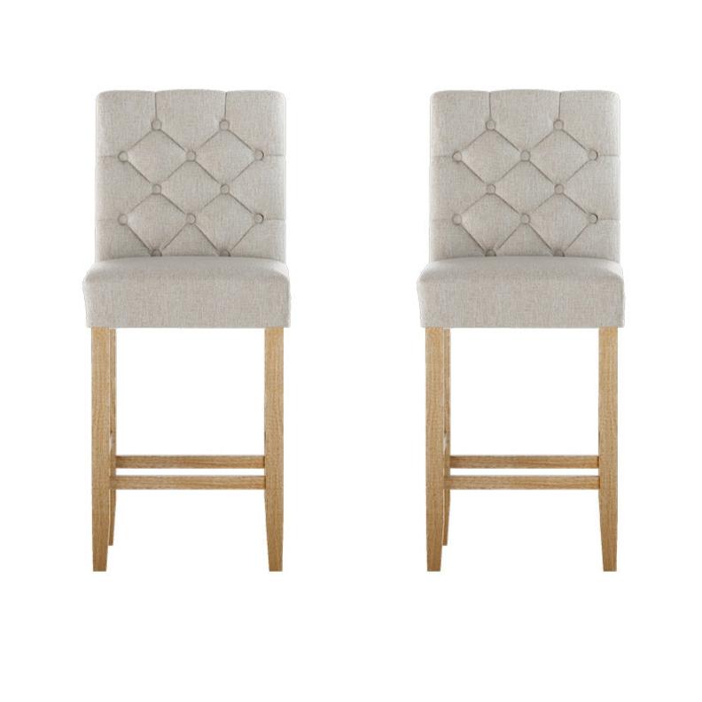 Artem Bar Stools Linen Upholstered Chairs x2