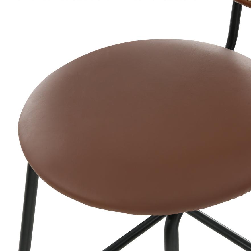 Raye Bar Stools Rattan and Leather Brown x2