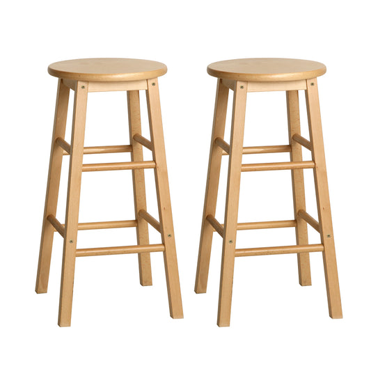 Esme Bar Stools Round Wooden Natural x2