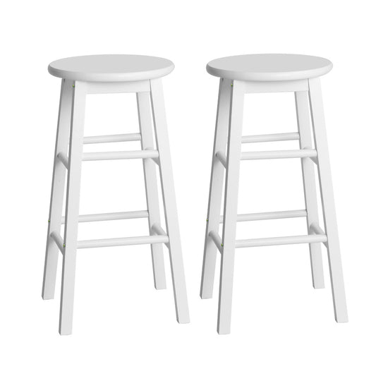 Esme Bar Stools Round Wooden White x2