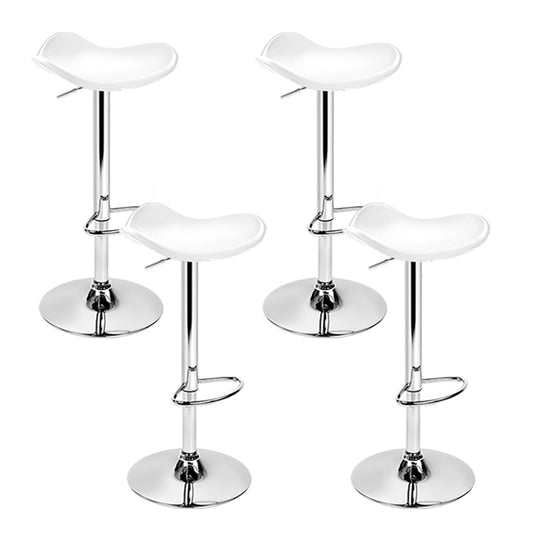Portia Bar Stools Leather Gas Lift White x4