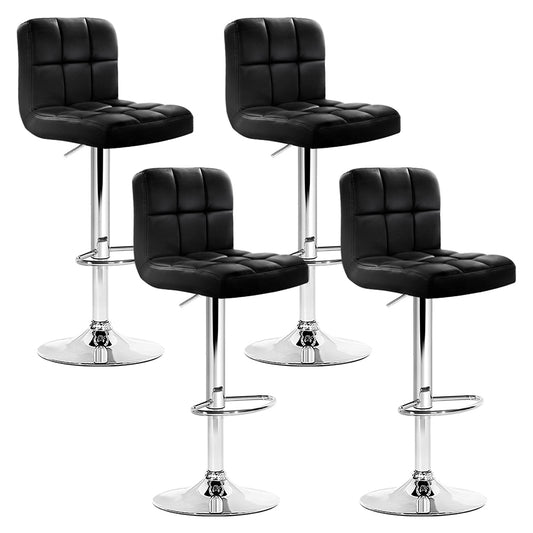 Ralph Bar Stools Leather Gas Lift Black x4