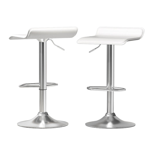 Wade Bar Stools Leather Chair White x2