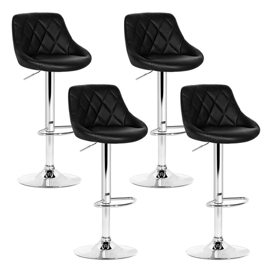 Elan Bar Stools Leather Padded Gas Lift Black x4