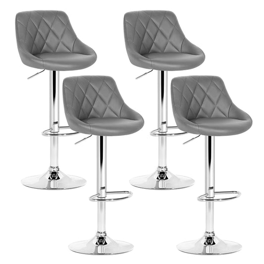 Elan Bar Stools Leather Padded Gas Lift Grey x4