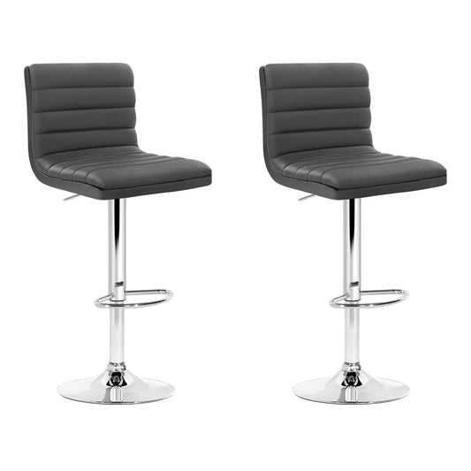 Arne Bar Stools Padded Leather Grey x2