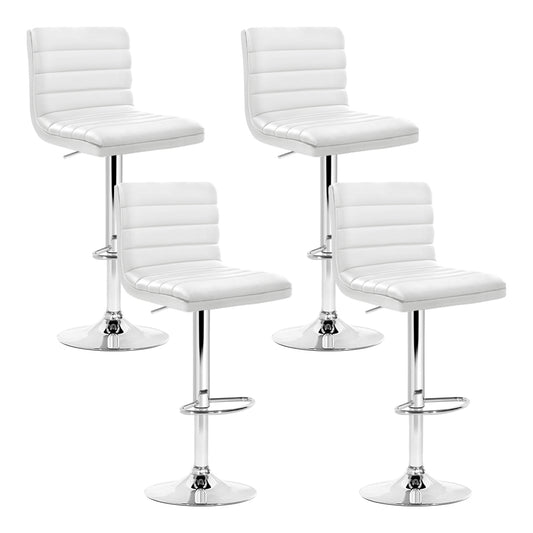 Arne Bar Stools Padded Leather Gas Lift White x4