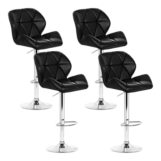 Willa Bar Stools Gas Lift Padded Leather Black x4