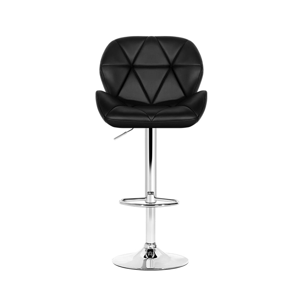 Willa Bar Stools Gas Lift Padded Leather Black x4