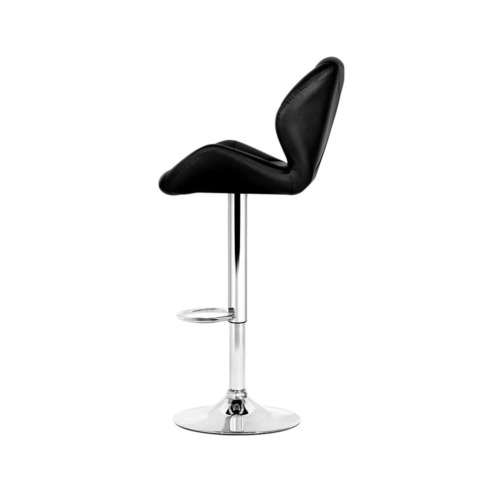 Willa Bar Stools Gas Lift Padded Leather Black x4