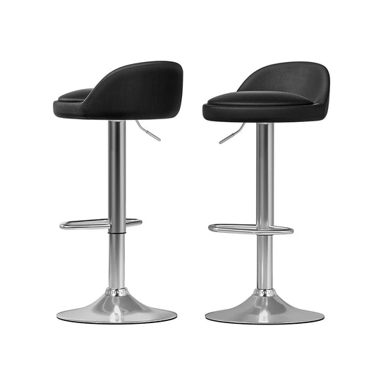 Nuvo Bar Stools Leather Gas Lift Black x2