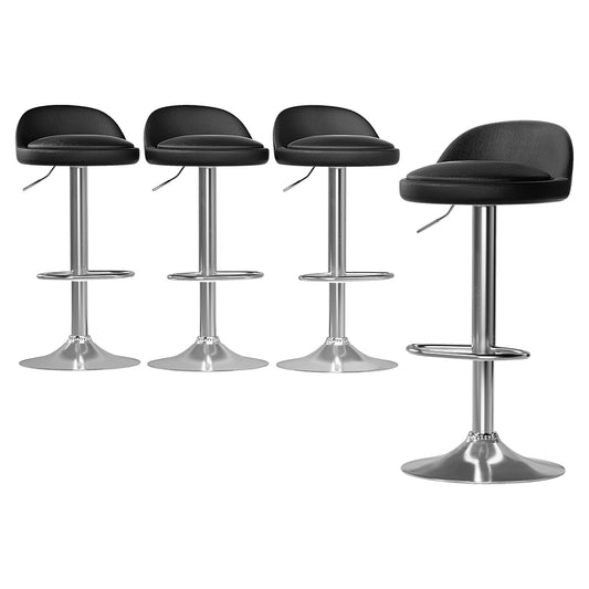 Nuvo Bar Stools Leather Gas Lift Black x4