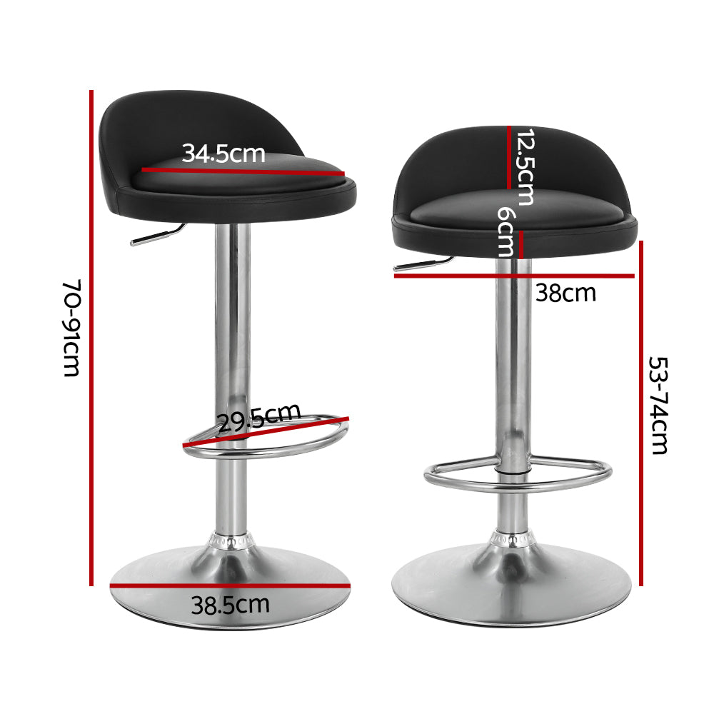 Nuvo Bar Stools Leather Gas Lift Black x4