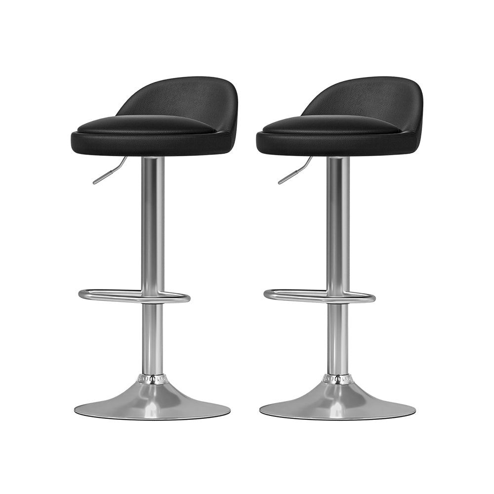 Nuvo Bar Stools Leather Gas Lift Black x4