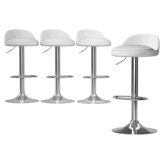 Nuvo Bar Stools Leather Gas Lift White x4