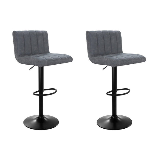 Cosmo Bar Stools Leather Gas Lift Grey x2