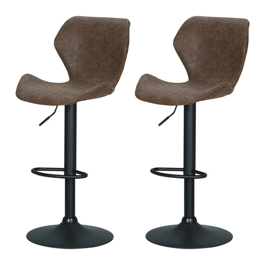 Frawley Bar Stools Swivel Gas Lift Vintage Brown x2