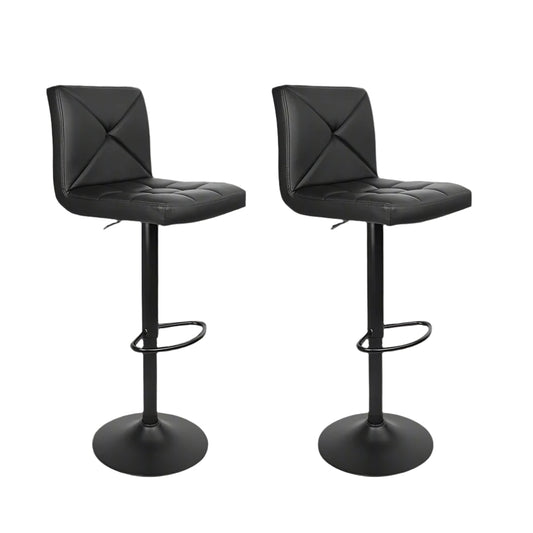 Frankston Bar Stools Gas Lift Leather Chair Black x2
