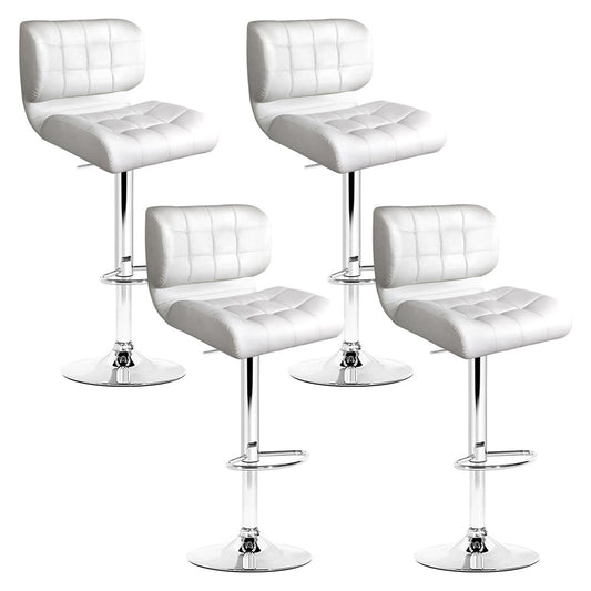 Promos Bar Stools Gas Lift Leather White x4