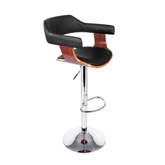 Selina Bar Stool Gas Lift Leather with Armrest Brown