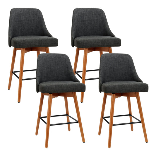 Colby Bar Stools Swivel Seat Wooden Charcoal x4