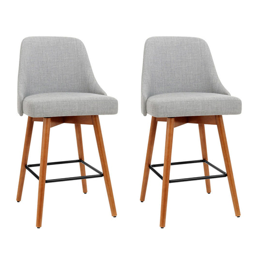 Colby Bar Stools Swivel Seat Wooden Grey x2