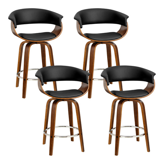 Cora Bar Stools Swivel Leather Seat x4