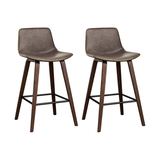 Marley Bar Stools Leather and Wooden x2