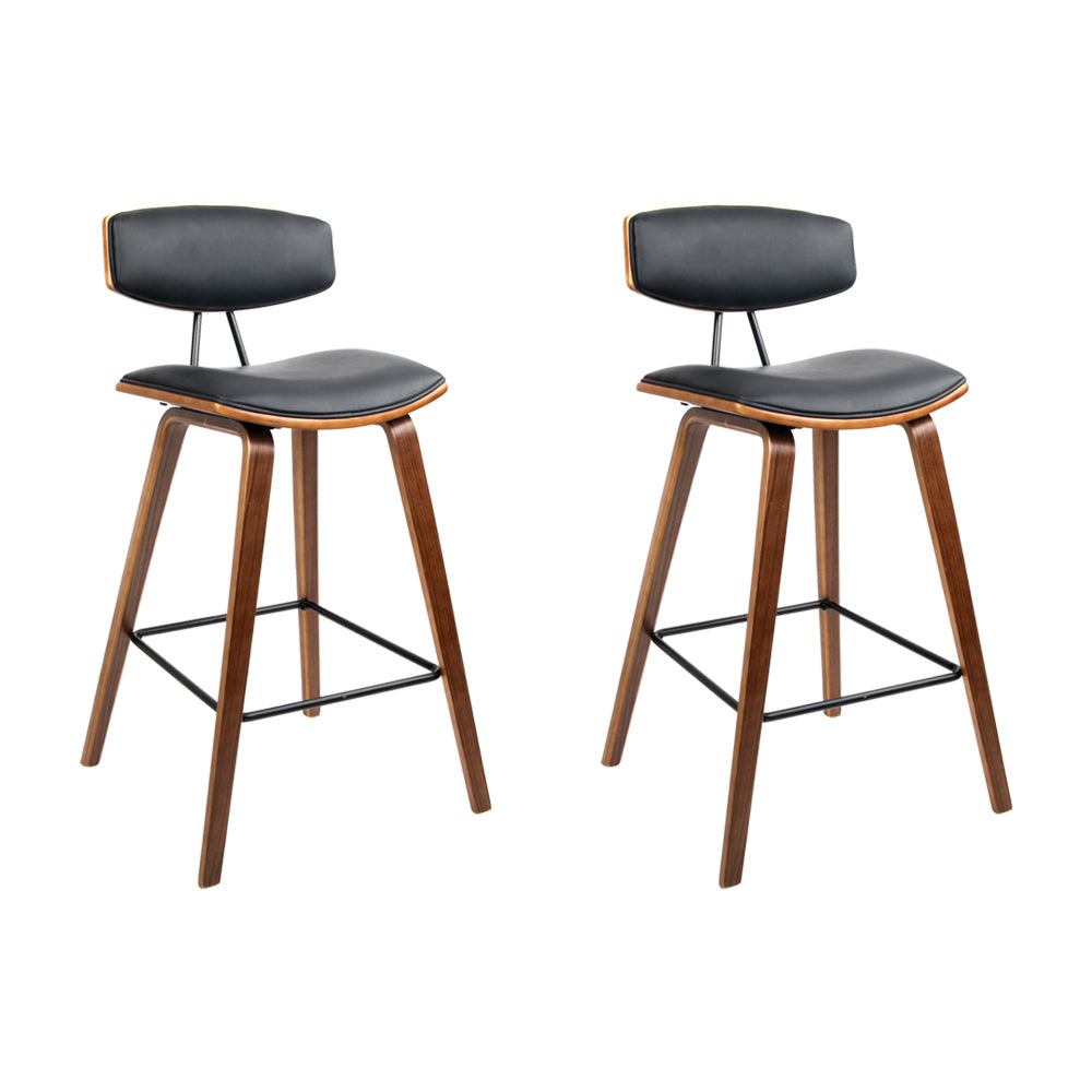 Mika Bar Stools Leather Padded with Backrest x2