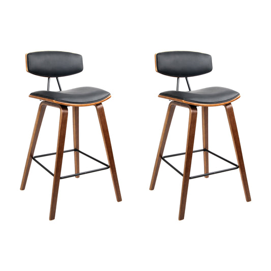 Mika Bar Stools Leather Padded with Backrest x2