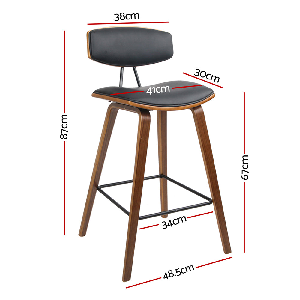 Mika Bar Stools Leather Padded with Backrest x2